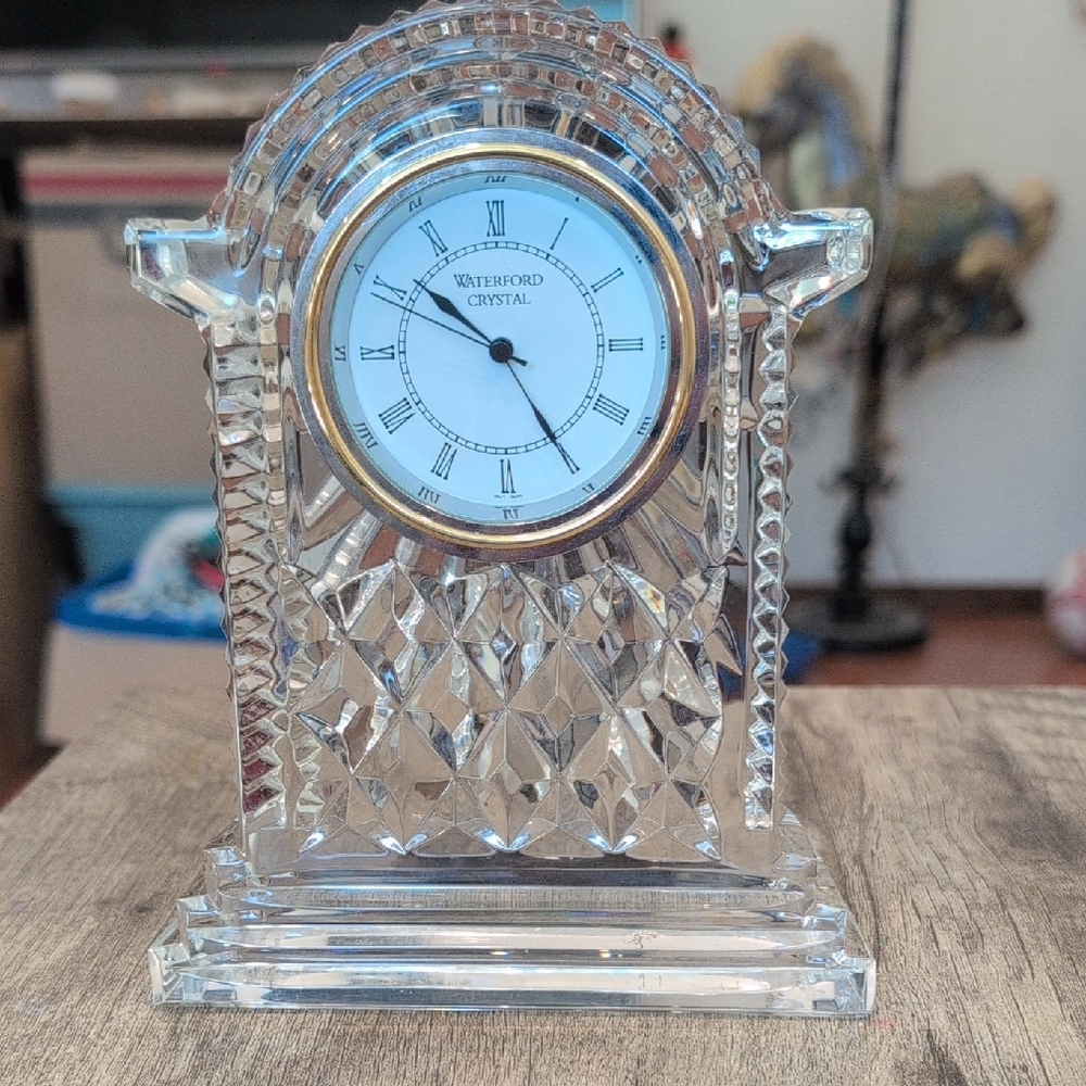 Vintage Waterford Crystal Silver Mantle Clock